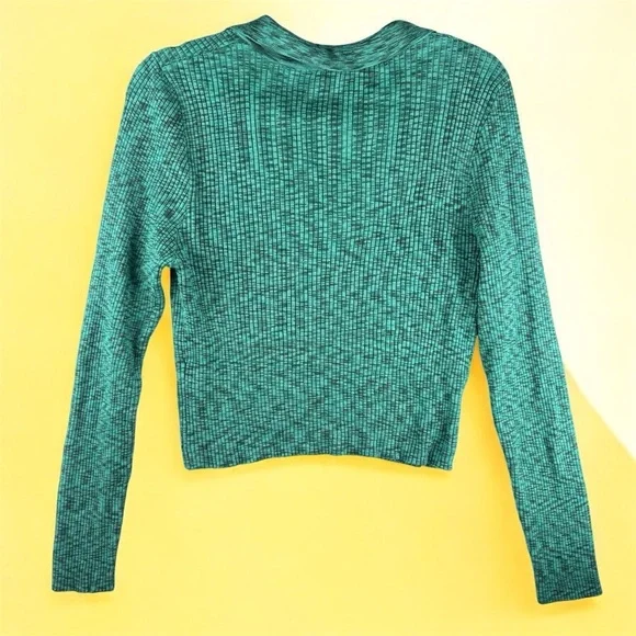 Rue21 Teal Ribbed Knit Collared V-Neck  Long Sleeve Sweater XL Grunge Punk 90s - Picture 2 of 6